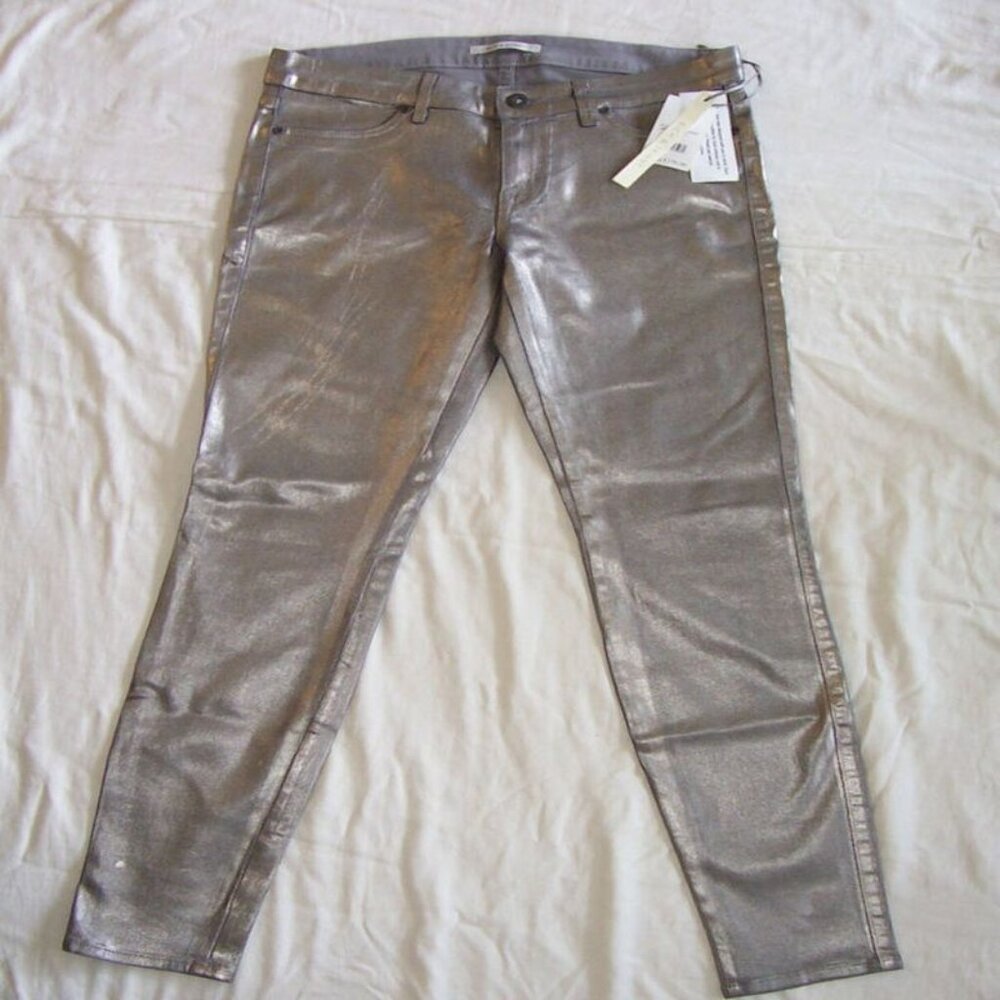 RICH & SKINNY Silver Foil Legacy Stretch Low Rise Skinny Denim Jeans 29